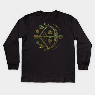 Sagittarius Zodiac Gold Abalone Kids Long Sleeve T-Shirt